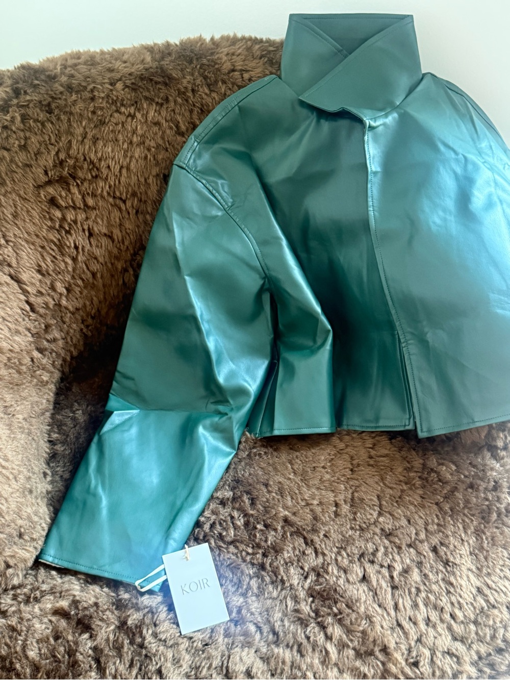 Dark Moss Green Cropped Jacket like helsa Khaite - Picture 2 of 3